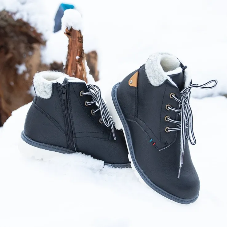 Royalfashion Czarne chłopięce ocieplane trzewiki Tiptop