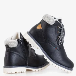 Royalfashion Czarne chłopięce ocieplane trzewiki Tiptop