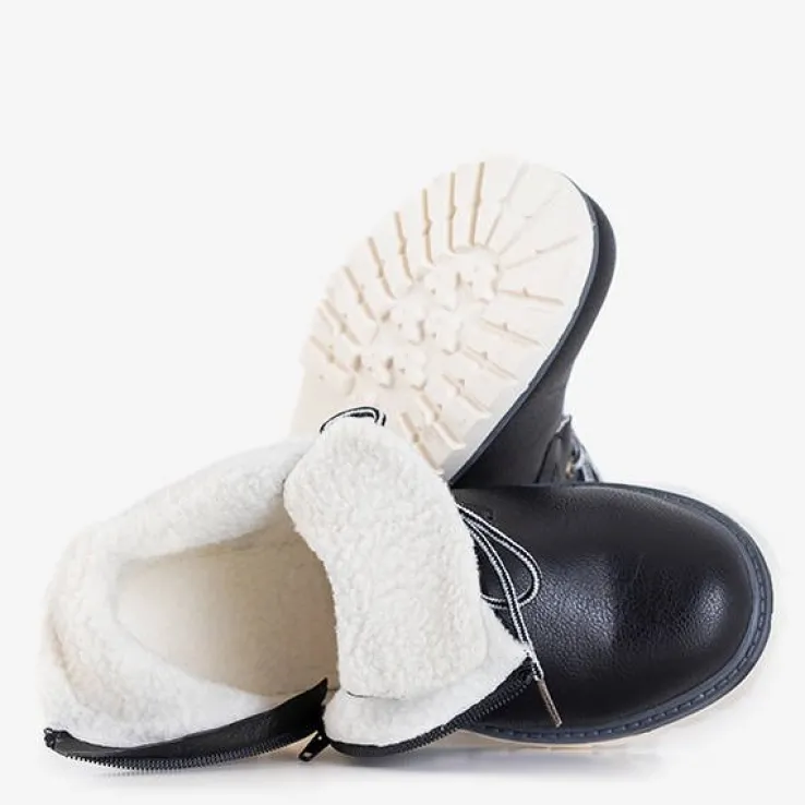 Royalfashion Czarne chłopięce ocieplane trzewiki Tiptop