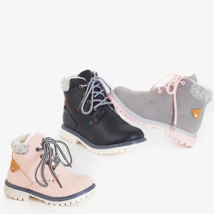 Royalfashion Czarne chłopięce ocieplane trzewiki Tiptop