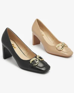 Royalfashion Czarne czółenka damskie na słupku Cancoro