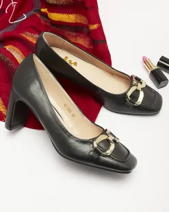 Royalfashion Czarne czółenka damskie na słupku Cancoro