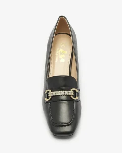 Royalfashion Czarne czółenka damskie na słupku Kolalic