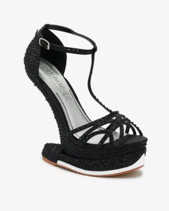 Royalfashion Czarne czółenka damskie z cyrkoniami Nekko