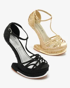 Royalfashion Czarne czółenka damskie z cyrkoniami Nekko