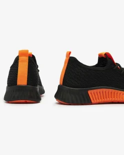 Royalfashion Czarne damskie buty sportowe z pomarańzowymi wstawkami Keteti