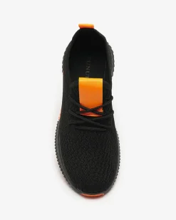 Royalfashion Czarne damskie buty sportowe z pomarańzowymi wstawkami Keteti