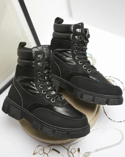 Royalfashion Czarne damskie nieocieplane botki typu trapery Kasemi