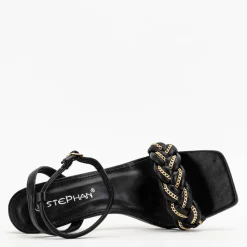 Royalfashion Czarne damskie sandały na szpilce Tenedi