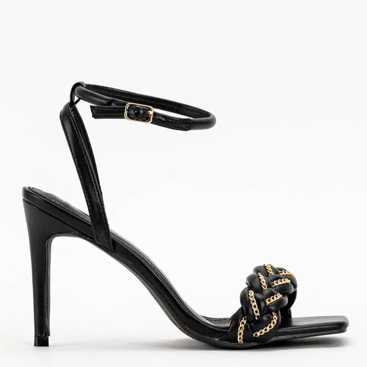 Royalfashion Czarne damskie sandały na szpilce Tenedi