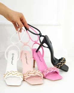 Royalfashion Czarne damskie sandały na szpilce Tenedi