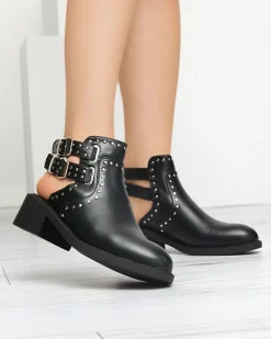 Royalfashion Czarne damskie botki z wycięciami Dlagona