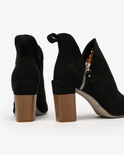 Royalfashion Czarne damskie botki na wyższym słupku Swerros