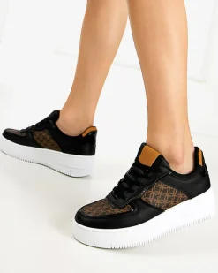 Royalfashion Czarne damskie buty sportowe z printem Glou