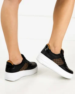 Royalfashion Czarne damskie buty sportowe z printem Glou