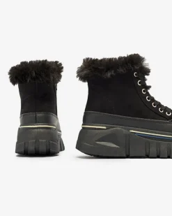Royalfashion Czarne damskie sznurowane buty a'la śniegowce na platformie Neatesa
