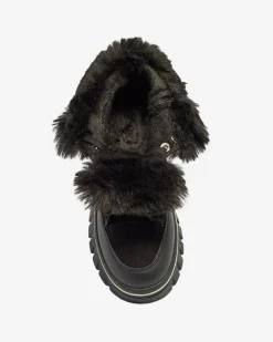 Royalfashion Czarne damskie sznurowane buty a'la śniegowce na platformie Neatesa