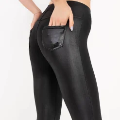 Royalfashion Czarne damskie eko-skórzane tregginsy