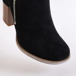 Royalfashion Czarne damskie botki na kwadratowym słupku Darera