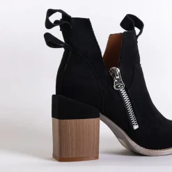 Royalfashion Czarne damskie botki na kwadratowym słupku Darera