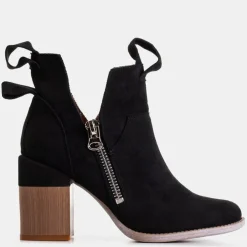 Royalfashion Czarne damskie botki na kwadratowym słupku Darera