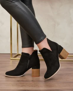 Royalfashion Czarne damskie botki na słupku Ricteas