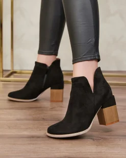 Royalfashion Czarne damskie botki na słupku Ricteas