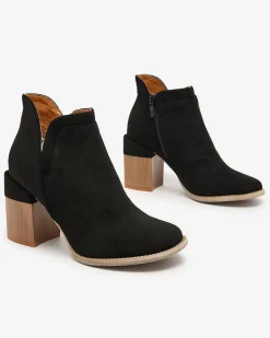 Royalfashion Czarne damskie botki na słupku Ricteas
