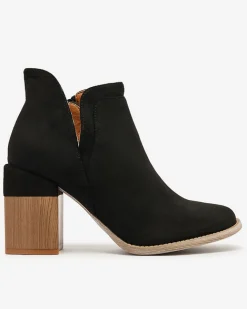 Royalfashion Czarne damskie botki na słupku Ricteas