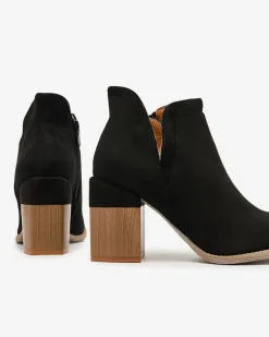 Royalfashion Czarne damskie botki na słupku Ricteas