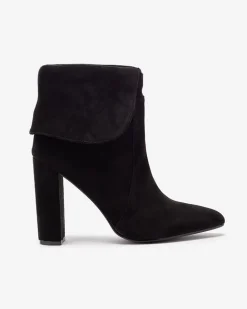 Royalfashion Czarne damskie botki na słupku Reirasa