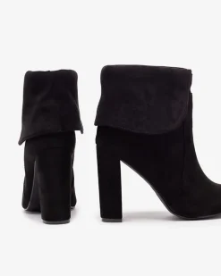 Royalfashion Czarne damskie botki na słupku Reirasa