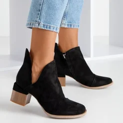 Royalfashion Czarne damskie botki na słupku Jeneuer