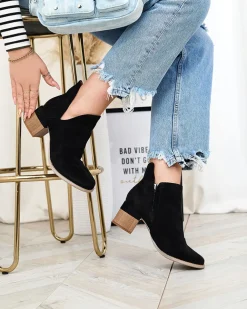 Royalfashion Czarne damskie botki na słupku Jeneuer