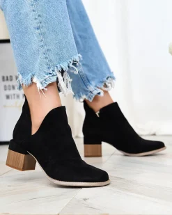 Royalfashion Czarne damskie botki na słupku Jeneuer