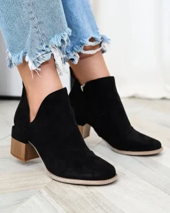 Royalfashion Czarne damskie botki na słupku Jeneuer