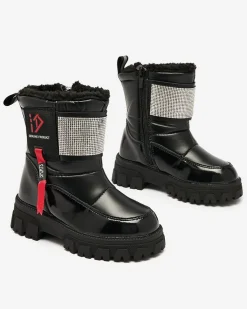 Royalfashion Czarne dziecięce buty a'la śniegowce Fesifa