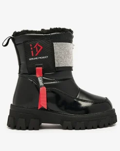 Royalfashion Czarne dziecięce buty a'la śniegowce Fesifa