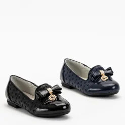 Royalfashion Czarne dziewczęce baleriny z haftem i kokardką Olije