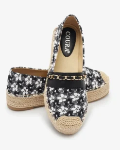 Royalfashion Czarne espadryle w kwiaty Azzaxi