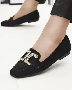 Royalfashion Czarne mokasyny damskie Jaorica