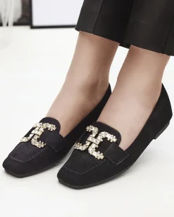 Royalfashion Czarne mokasyny damskie Jaorica