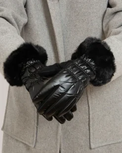 Royalfashion Czarne rękawiczki damskie