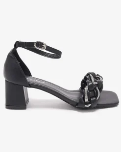 Royalfashion Czarne sandały damskie na słupku Marienka