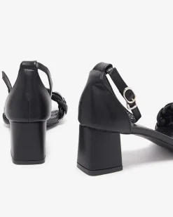 Royalfashion Czarne sandały damskie na słupku Marienka