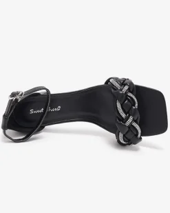 Royalfashion Czarne sandały damskie na słupku Marienka