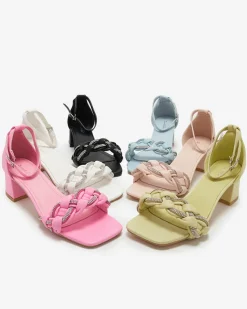 Royalfashion Czarne sandały damskie na słupku Marienka