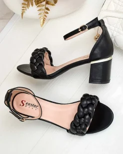 Royalfashion Czarne sandały damskie na słupku Marines