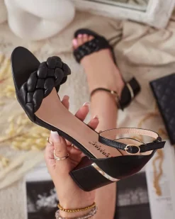 Royalfashion Czarne sandały damskie na słupku Marines