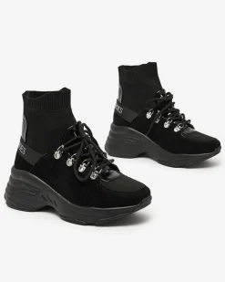 Royalfashion Czarne sneakersy damskie z ociepleniem Aleppo